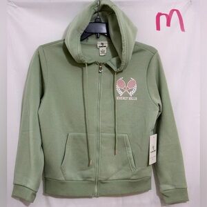 Sage Green Zip-Up Hoodie Jacket with Hood